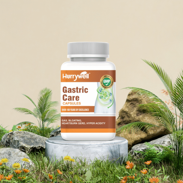 Hurrywell Gastric Care Capsules – Natural Relief from Gas, Bloating, Heartburn, GERD & Acidity