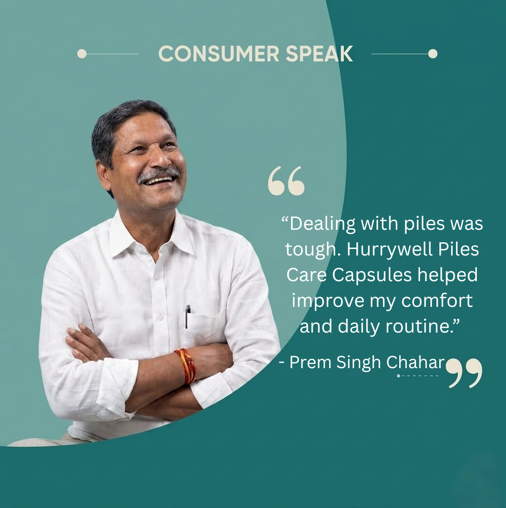 “Dealing with piles was tough. Hurrywell Piles Care Capsules helped improve my comfort and daily routine.”